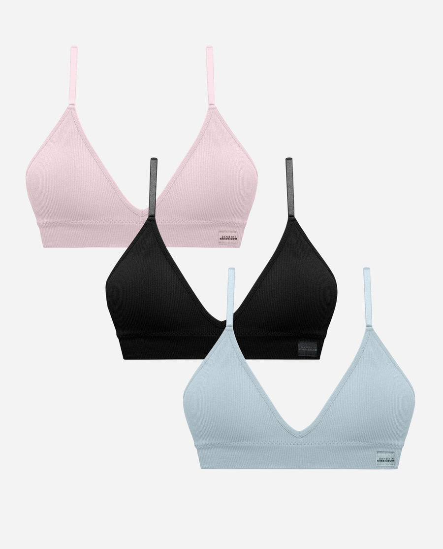 3-Pack Recycled Seamless Ribbed Bralette - view 1