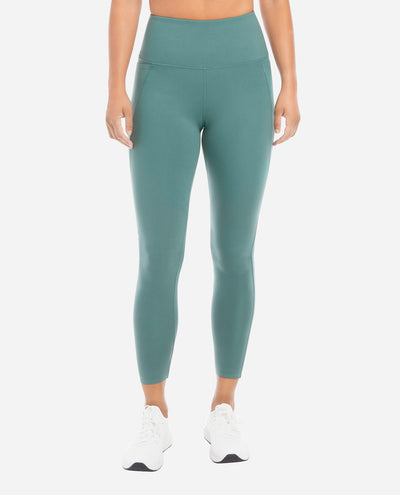 Front Of Silver Pine High Rise 7/8 Bonded Legging With Side Pockets