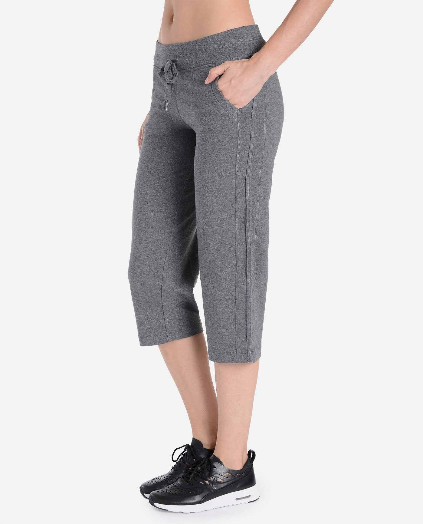 Danskin Now (XL) Athletic Capris Pants w inner waist pocket Gray