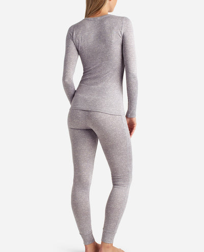 Ribbed Hacci Crew Neck Layering Set With Leggings - view 2