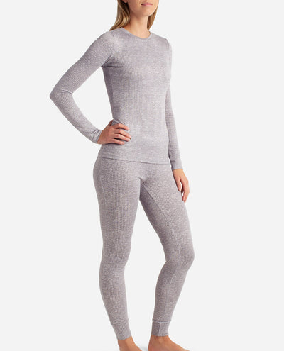 Ribbed Hacci Crew Neck Layering Set With Leggings - view 3