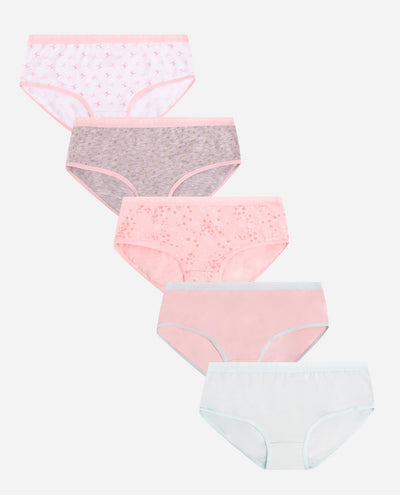 Girls 5-Pack Printed Cotton Spandex Bikini Underwear