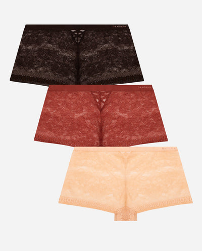 Women's 3-Pack Lace Boyshort Underwear, Underwear