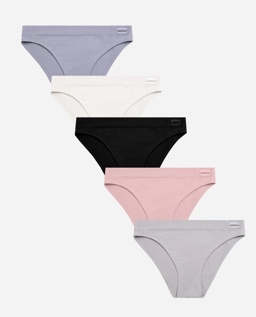 5-Pack Recycled Seamless Ribbed Bikini Underwear - view 1