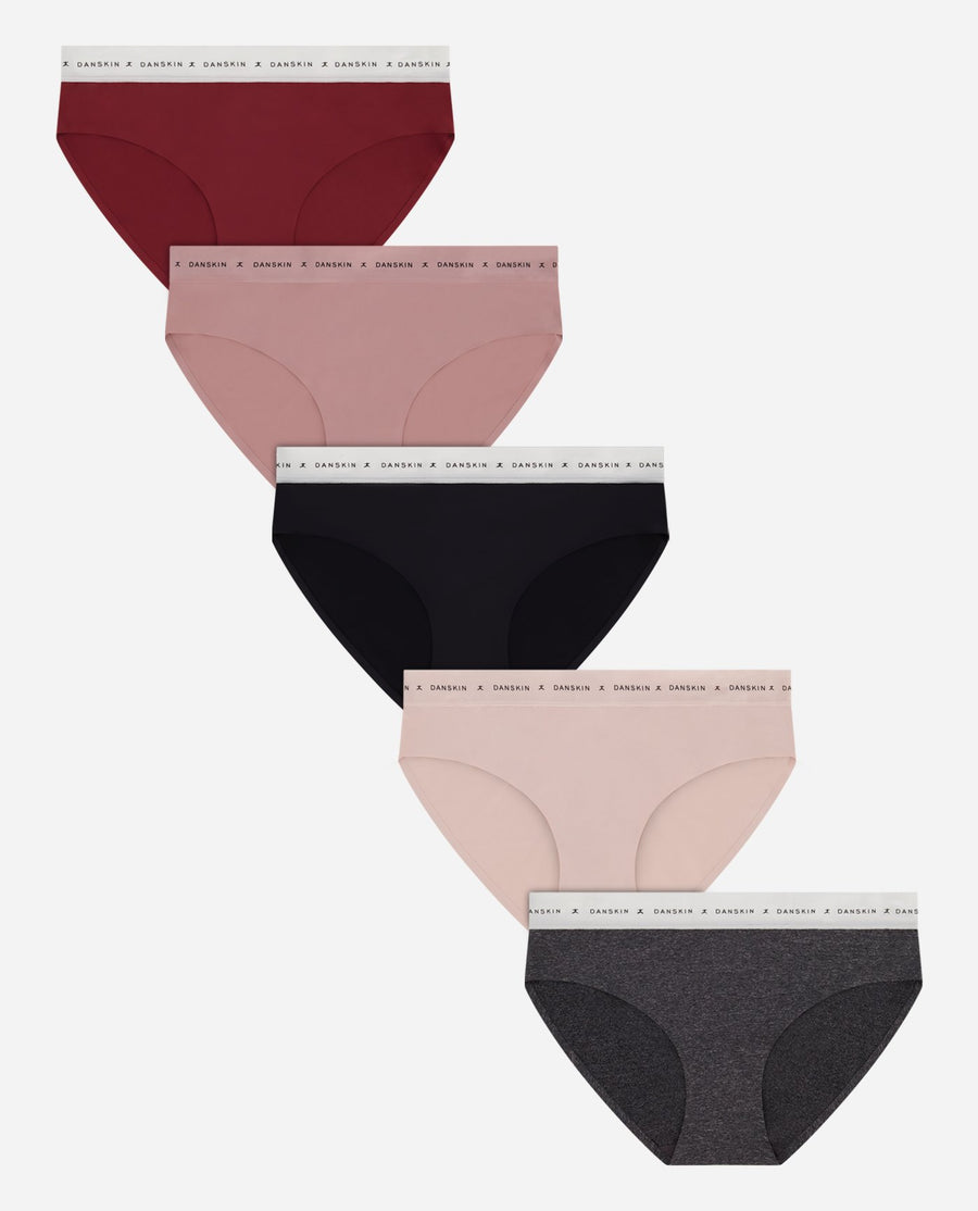 5-Pack Bonded Hipster Underwear With Danskin Logo Waistband - view 1