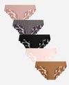 5-Pack Bonded Microfiber Hipster Underwear With Lace Back
